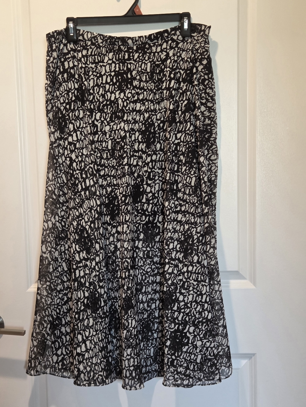 Vince Camuto Black and White Abstract A-Line Skirt